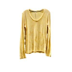 Women's Iresics Yellow Soft Custom Bleach Dye Long Sleeve Tee Size XL